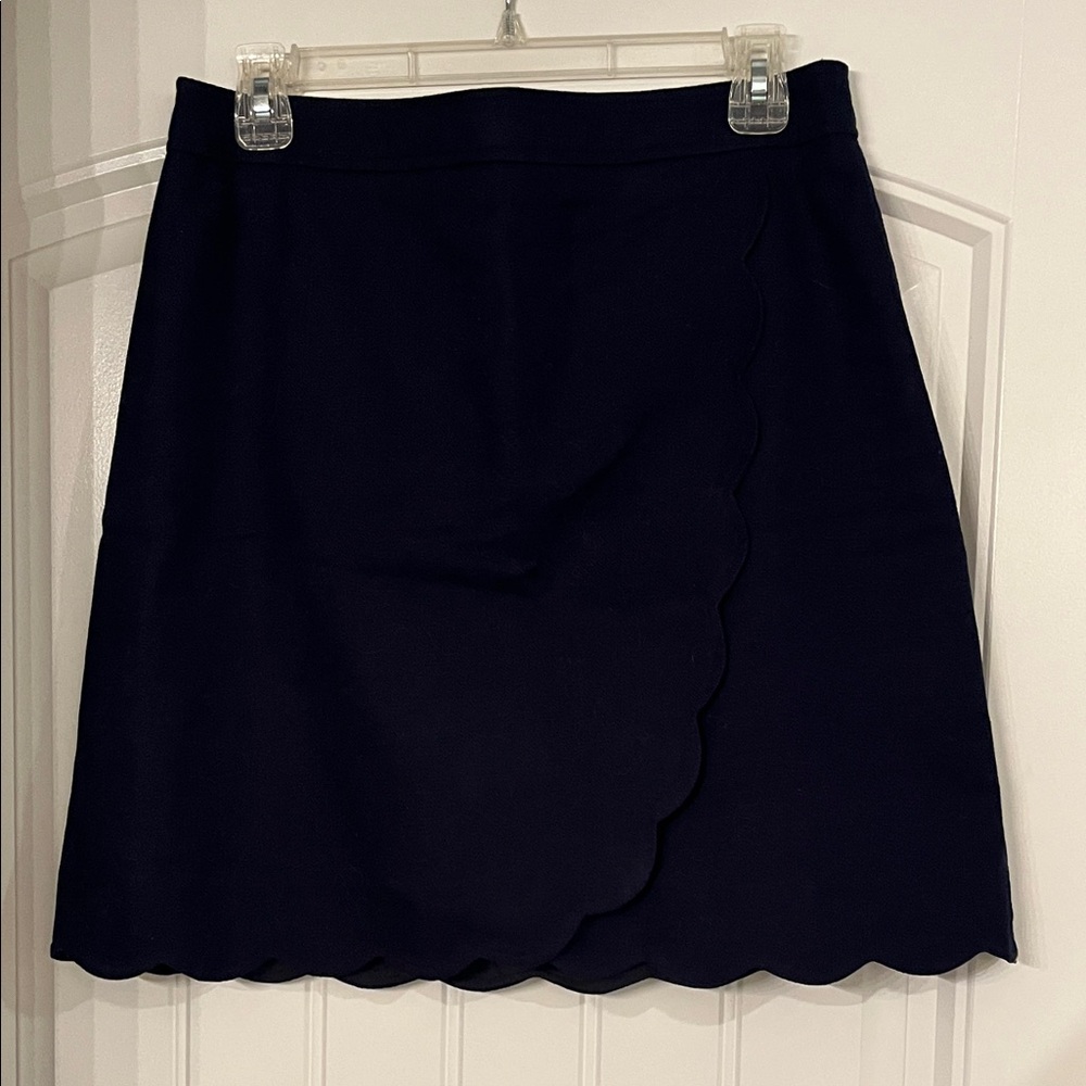 J. Crew Navy Scalloped Mini Skirt